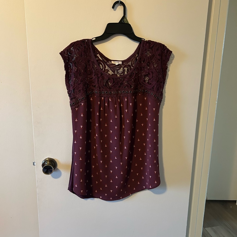 Maurices Red Lace Blouse Relaxed Fit